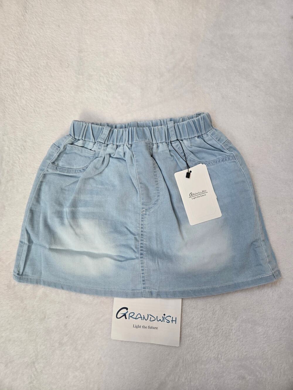 Grandwish Girls Denim Skort Size 8 Light Wash Blue Elastic Waist New With Tags